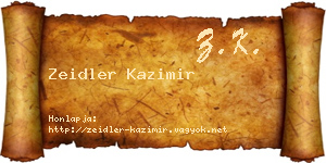 Zeidler Kazimir névjegykártya